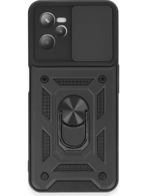 Realme C35 Uyumlu Kılıf Pars Lens Yüzüklü Silikon - Siyah
