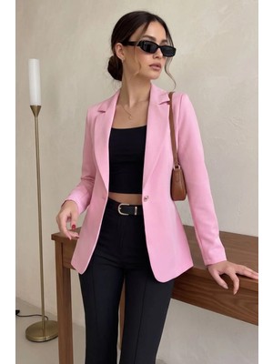 Armonika Kadın Toz Pembe Tek Düğmeli Ceket ARM-20K001020