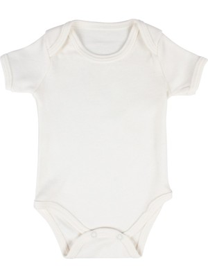 by BebekOdam Unisex Ekru Kısa Kollu Düz Zıbın