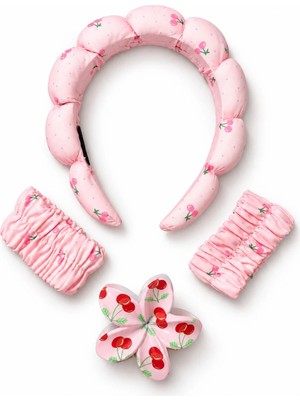 Syn Shop Pembe Abadok Dest Bubble Yumuşak Cilt Bakımı Spa Yüz Yıkama Makyaj Kirazlı Taç Bileklik Lotus Toka