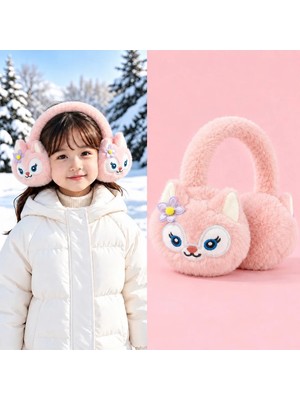 Syn Shop Linabell Sevimli Tilki Desenli Genç Kız Erkek Çocuk Peluş Kulaklık Tüylü Kışlık Kulak Isıtıcı Şapka Soğuk Geçirmez