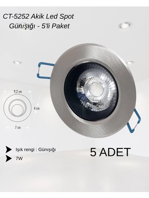 Cata CT-5252 Akik LED Spot 7W Günışığı - 5’li Paket