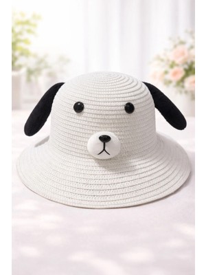Syn Shop Beyaz Sevimli Köpek Pochacco Çocuk Hasır Bucket Şapka Yazlık Güneş Koruyucu Kız Erkek Çocuk Plaj