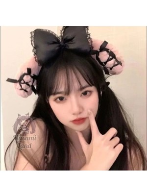 Syn Shop Sevimli Tavşan Kulak My Melodi Cosplay Lolita Y2K Kpop Kulaklı Taç Tanç Saç Bandı Aksesuar Kadın Genç Kız Çocuk