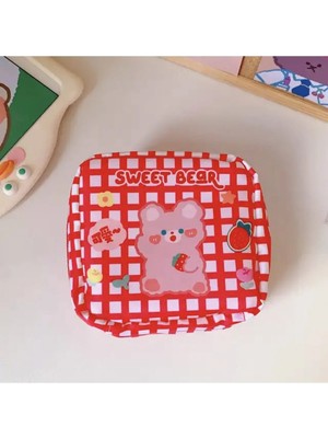 Syn Shop Kawaii Teddy Bear Makyaj Ped Kozmetik Çantası Düzenleyici