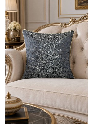 Visionario Kırlent Kılıfı Desenli Jakarlı - Çift Taraflı Biyeli 45*45 cm
