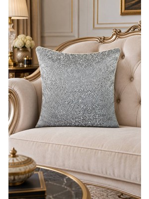 Visionario Kırlent Kılıfı Desenli Jakarlı - Çift Taraflı Biyeli 45*45 cm