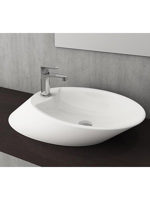 Bocchı Vessel Batarya Banklı Çanak Lavabo 72 cm  - Parlak Beyaz 1021-001-0126