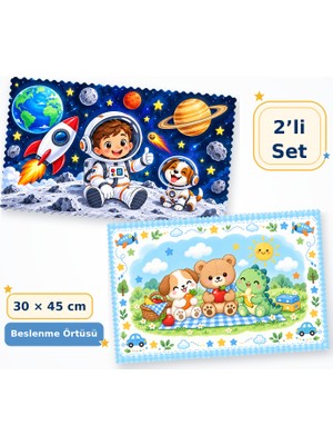 Yelay Home Leke Tutmayan Yıkanabilir Erkek Çocuk Beslenme  Örtüsü 30X45 cm 2 Adet