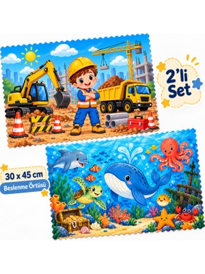 Yelay Home Leke Tutmayan Yıkanabilir Erkek Çocuk Beslenme  Örtüsü 30X45 cm 2 Adet