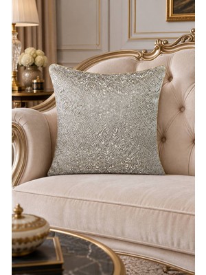 Visionario Kırlent Kılıfı Desenli Jakarlı - Çift Taraflı Biyeli 45*45 cm