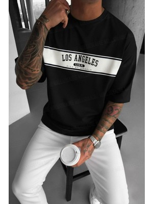 Millionaire Erkek Siyah Oversize Fit T-Shirt Truvakar Kol Günlük Tarz Şık Tasarım
