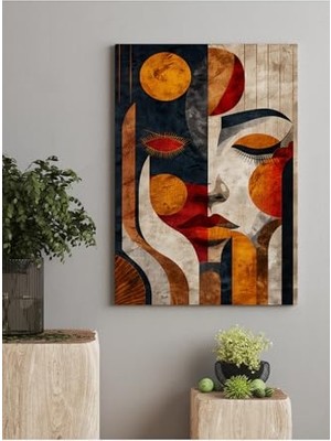 Bomii 70 x 100 cm Çok Renkli Modern Soyut Yüz Tasarımlı Kanvas Tablo