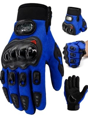 Ertürk Store M Beden Korumalı Motosiklet Eldiveni Unisex Bisiklet Motorcu Eldiveni Mavi 113