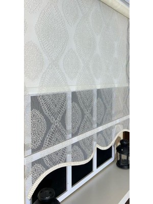 Bomii Çift Mekanizmalı Ekru Damask Tül & Ekru Stor Perde STB45240-V108