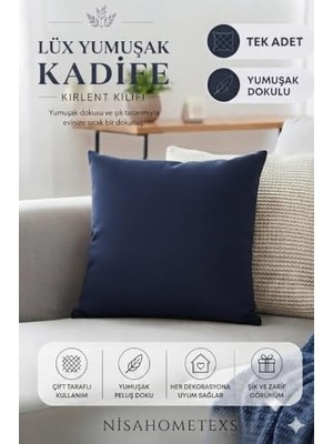 Bomii Kırlent Kılıfı, Lüks Yumuşak Dokulu Kadife Salon (Lacivert, 50 cm x 50 Cm)