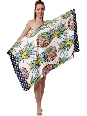 Bomii Ananas Desenli Plaj Havlusu, Mikrofiber Hızlı Kuruyan Plaj Havlusu 70X140 Cm, Spor Havlusu