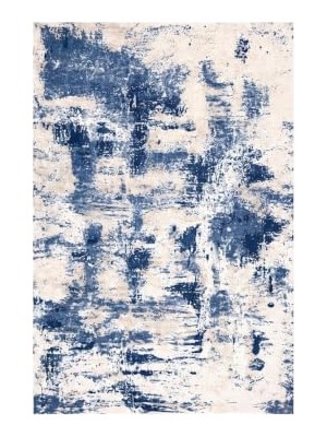 Bomii Halı, Nivo Modern Desenli, Kaymaz Taban, Makinede Yıkanabilir, Salon, Mutfak ve Yatak Odası Için, Lacivert, 120X180 cm