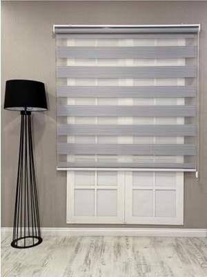 Bomii Zebra Stor Geniş Plise Güneşlik Perde, Açık Gri, 100 x 200