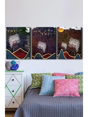 Bomii Soyut Sanatsal 3 Parça Kanvas - Canvas Tablo, 45 x 65