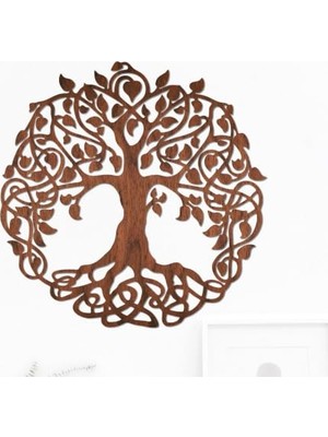 Bomii Duvar Dekoru, Hayat Ağacı Ceviz Doğal Ahşap Kaplama Tree Of Life Duvar Tablosu, Zen ve Yoga Odası Için Ahşap Duvar Sanatı, 70 cm (Çap)