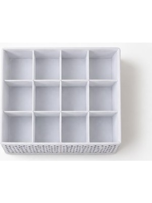 Bomii 12 Bölmeli Çekmece Düzenleyici Organizer – Çorap, Iç Çamaşırı ve Aksesuar Saklama Kutusu – 31 x 25 x 12 cm – Çok Amaçlı Kumaş Dolap Düzenleyici (Puantiyeli)
