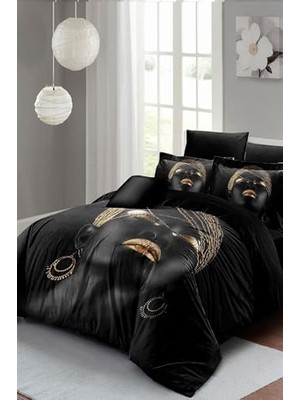 Bomii African Women Çift Kişilik Nevresim Takımı 3D Pamuk Saten, 200X220, MONOHOME3381