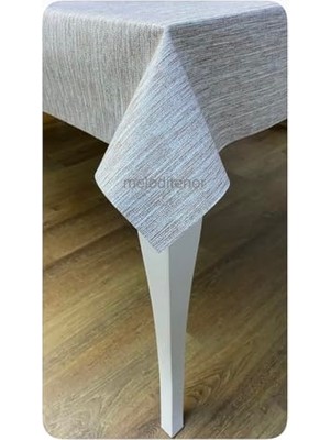 Bomii Kalın Elyaf Astarlı Örgü Kumaş Görünümlü Kaymaz Silinebilir Pvc Muşamba Masa Örtüsü Kahverengi 100 x 140