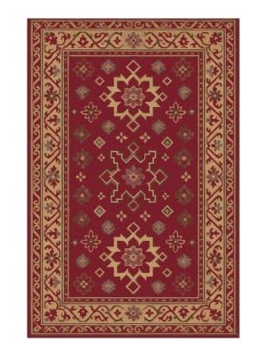 Bomii Rustik Klasik Desenli Jüt Taban Dokuma Halı, Salon, Oturma ve Yatak Odası Için, Bordo, 120X180 cm