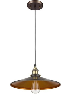 Bomii Mylights Retro Rustik Metal Mat Siyah Içi Altın Sarkıt Avize 40 cm En