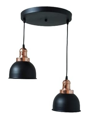 Bomii Rsylight Retro Metal 2'li Dekoratif Rustik Sarkıt Avize Çap:30 cm Siyah RYS006009
