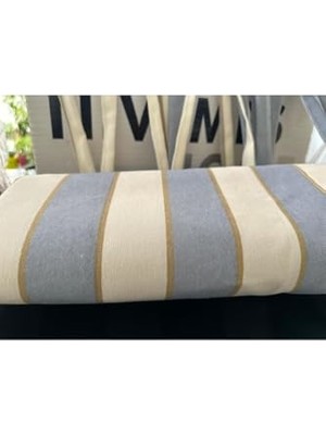 Bomii Fon Perde, Branda Balkon Perdesi Kornişli ve Bağcıklı (Premium Kumaş Versiyon) Gri-Krem 260 x 150