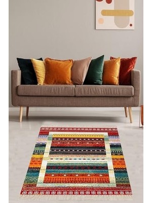 Bomii On The Clouds Kilim Desenli Renk Geçişli Yıkanabilir Kaymaz Taban Leke Tutmaz Etnik Salon Halısı ve Yolluk Bfoetn1,60 x 120