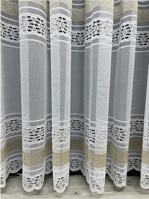 Bomii Tül Perde, Cortibo Viyana Örme Desenli Gold (Pilesiz), 100 x 200