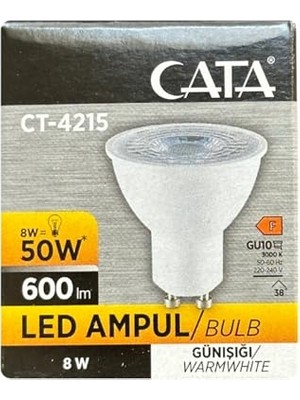 Marmara Avm 8W (50W) 3000K Sarı Işık GU10 Duylu LED Spot Ampul