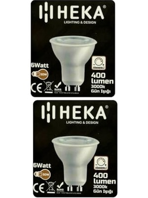 Marmara Avm 6W (50W) 3000K Sarı Işık GU10 Duylu Dim Edilebilir LED Spot Ampul, 2 Adet
