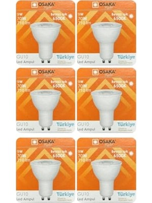 Marmara Avm 9W (70W) Beyaz Işık (6500K) GU10 LED Çanak Ampul, 6 Adet