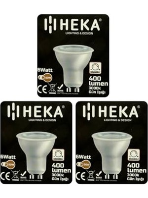 Marmara Avm 6W (50W) 3000K Sarı Işık GU10 Duylu Dim Edilebilir LED Spot Ampul, 3 Adet