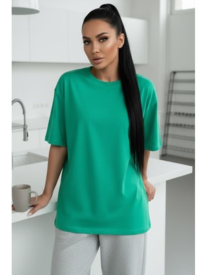 Teenage Millionaire Kadın Bntn Basic Düz Baskısız Oversize Salas T-Shirt