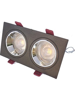 Bomii Siyah Krom Çiftli Sıva Altı Spot Cob LED Armatür GU10 5W Beyaz Işık