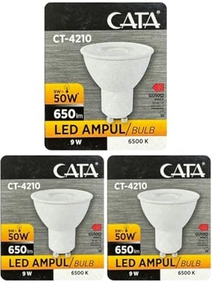 Marmara Avm 9W (50W) Beyaz Işık 6500K GU10 Duylu LED Spot Ampul, 3 Adet