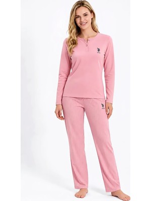U.S. Polo Assn. Kadın %100 Pamuk Uzun Kollu Pijama Takımı