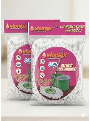 Marmara Avm Mop, 2'li Mikro Yedek Başlık Seti - 360 Derece Döner Başlıklı Mikrofiber Mop Bezi
