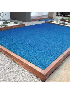 Marmara Avm Kesme Suni Yapay Mavi Çim Halı 7 mm Balkon Teras Bahçe Dekoratif Kaymaz 100X300 cm