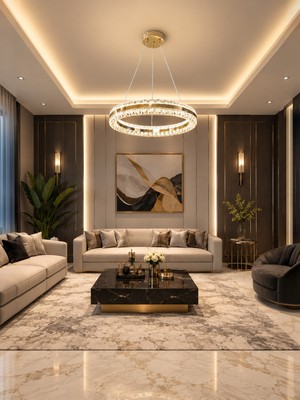Markatech Hanzade Gold Kaplamalı Çift Yönlü Kumandalı Dimmerli 3 Renk Ledli Avize - Çap 40 cm