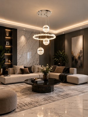 Markatech Martina Krom Modern Sarkıt Kumandalı Dimmerli 3 Renk Ledli Avize - Çap 40 cm