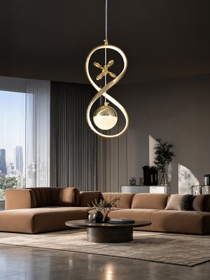Markatech Cunda Gold Kaplamalı Modern Sarkıt 3 Renk Ledli Avize