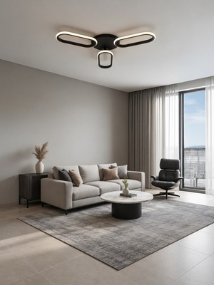Markatech Hermes Siyah Modern 3'lü Plafonyer Beyaz Ledli Avize
