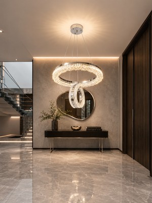 Markatech Zerafet Krom Tekli 3 Renk LED Sarkıt Avize, Çap 30 cm
