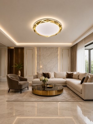 Markatech Estelya Gold Baklava Ayna Model Plafonyer Kumandalı Dimmerli 3 Renk Ledli Avize - Çap 50 cm